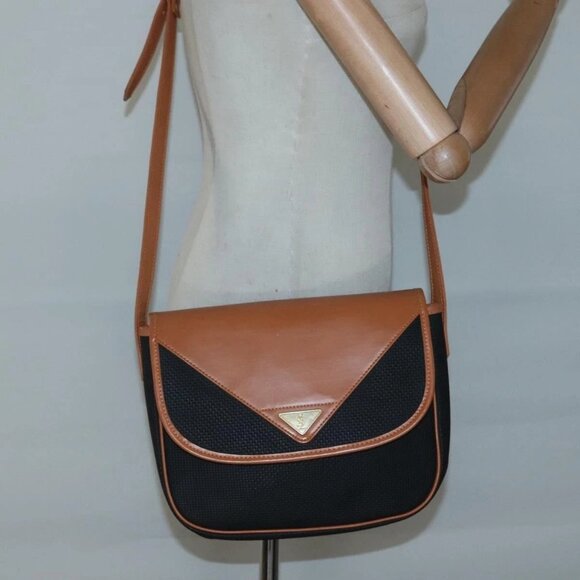 SAINT LAURENT Shoulder Bag PVC Black Gold Auth - Picture 1 of 16